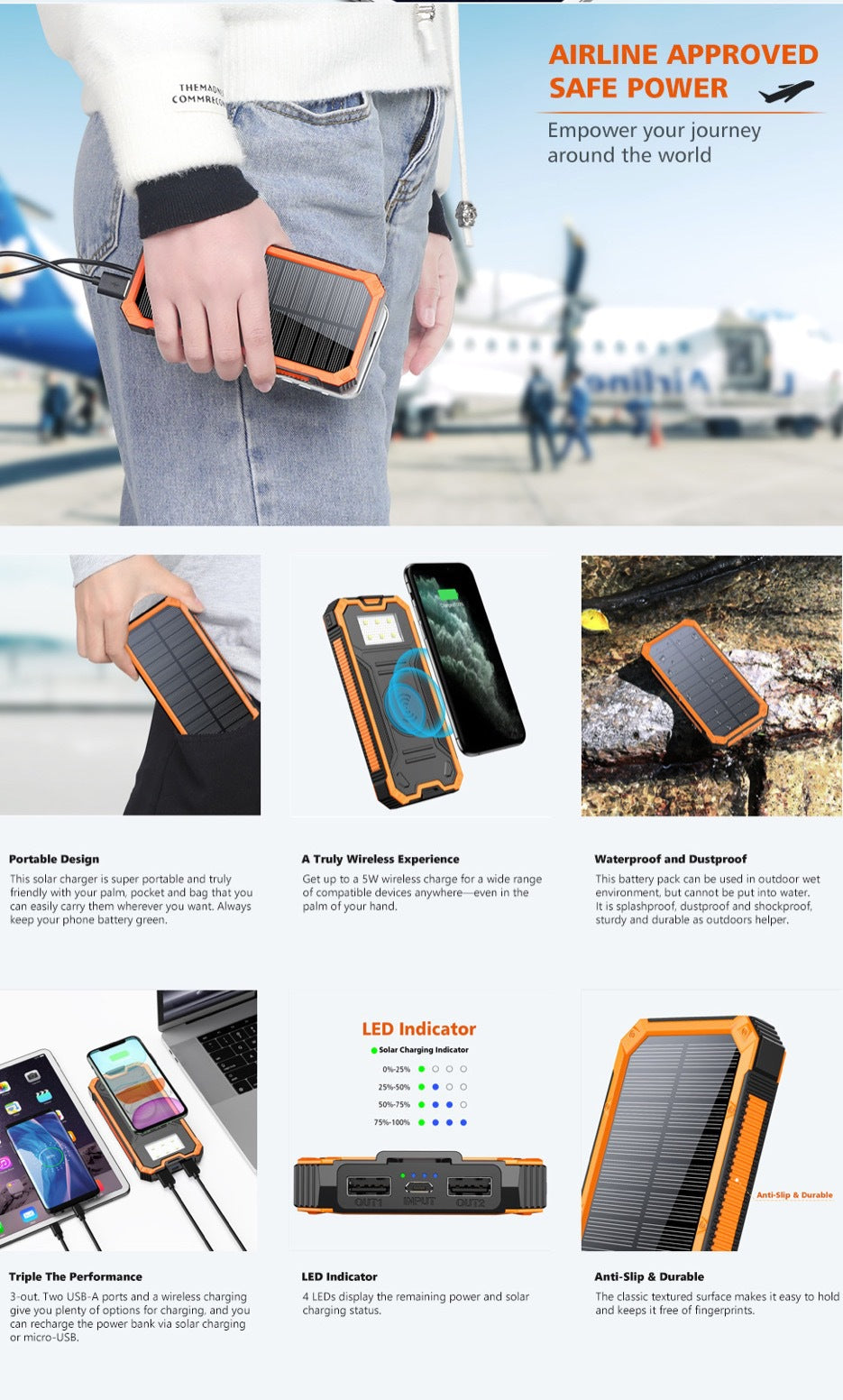 Solar Waterproof Power Bank